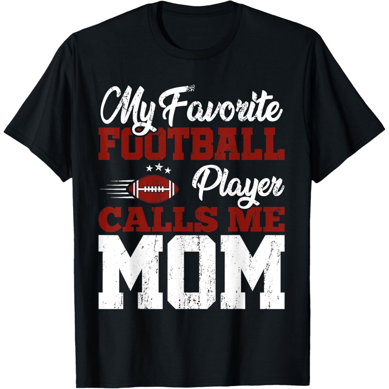 Mothers Day American Football Player Mom T-Shirt - "My Favorite Football Player Calls Me Mom" Graphic, 100% Cotton Comfort Fit Crew Neck Tee, Slightly Elastic Casual Summer Top for Women, Sizes S-XXXL, Football Mom Shirt