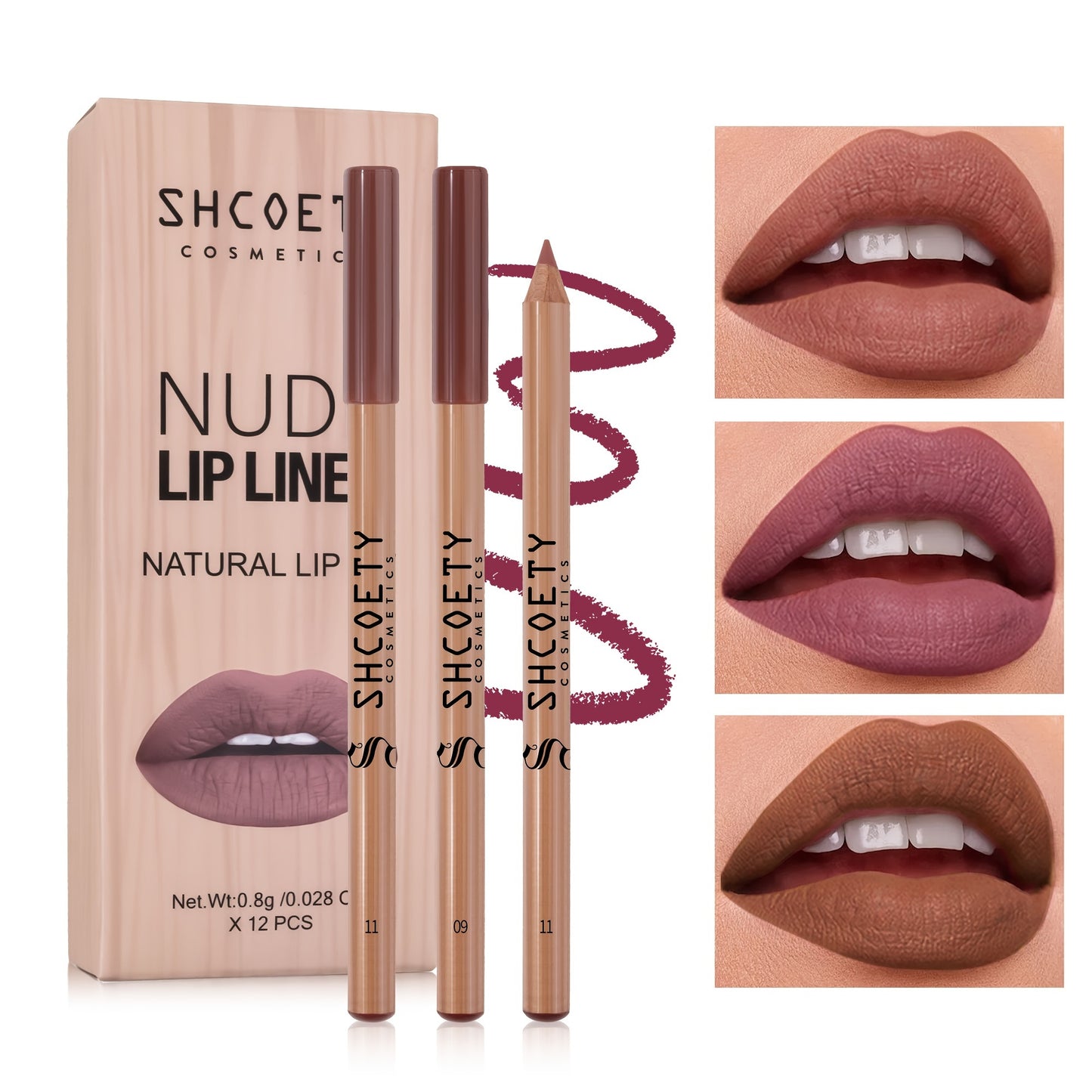 12pcs Original Color Wooden Matte Lip Liner Set, Lip Outline Wooden Lip Liner Lipstick Pen Set, Valentine's Day Gift for Friends And Wife