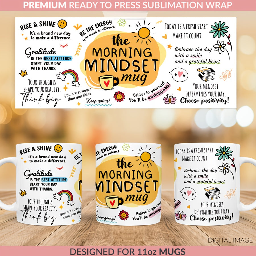 1pc 11oz Inspirational Ceramic Coffee Mug with Positive Mindset Quotes - Reusable Dishwasher Safe Motivational Mug for Hot & Cold Drinks, Vibrant Sunrise & Floral Design, Perfect Gift for Birthdays, Holidays, Office & Home Us