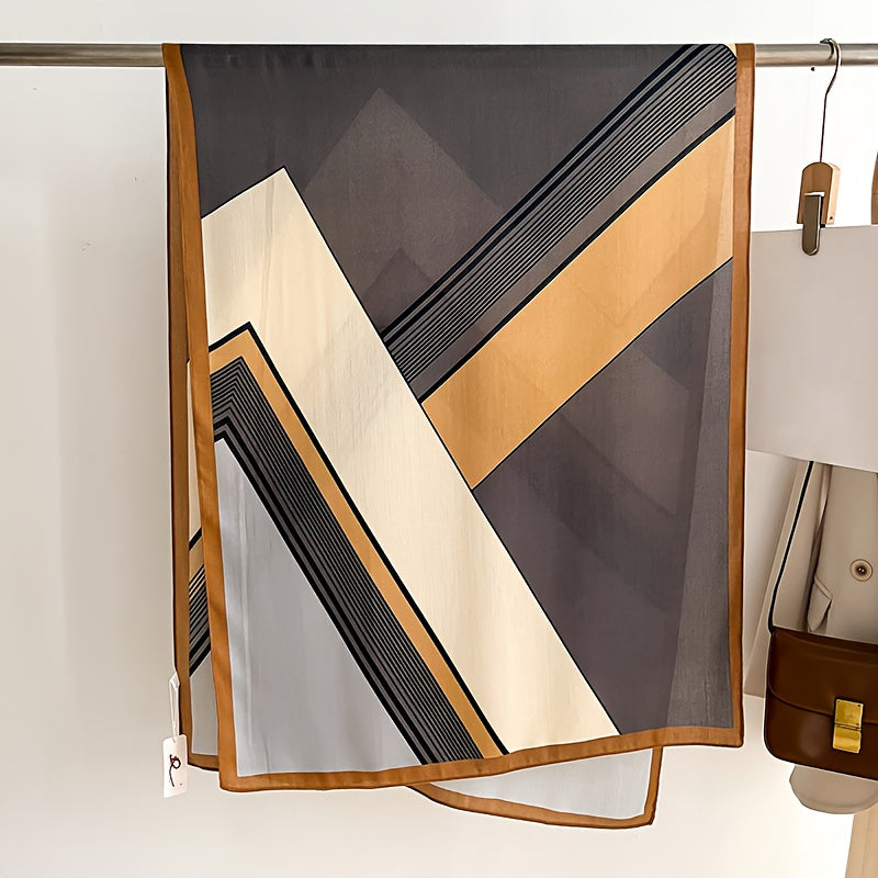 1/2pcs Color-Block Fashion Geometric Plaid Scarf, Durable Medium Thickness Warm Neck Warmer and Stylish Shawl for Air Conditioned Rooms