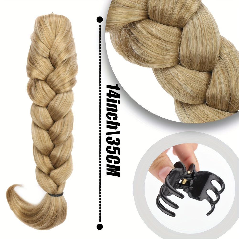 Women's Clip-In Ponytail - Easy-to-Style Synthetic Braided Hairstyle with Secure Clip, Natural Look Ponytail for Everyday, Parties, Formal Events - Available in Black, Gray, Blonde, Brown, Beige, Blonde, Dark Brown, Light Bro