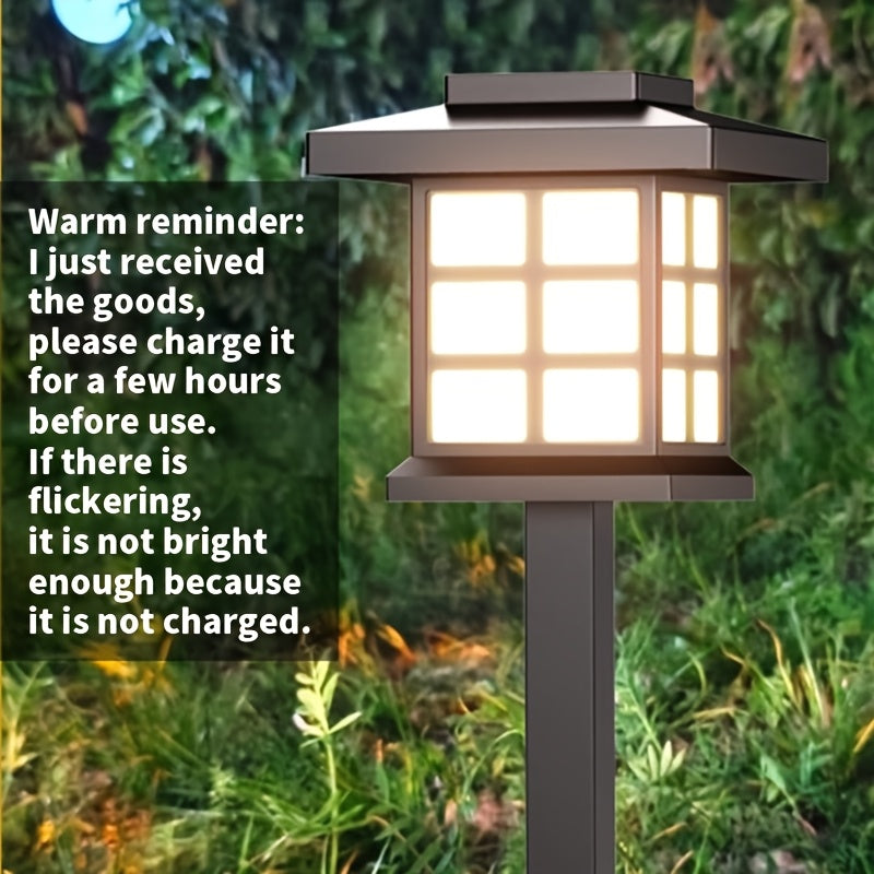 24pcs/12pcs/6pcs Outdoor Warm Light Solar-Charged Landscape Garden Lights, Suitable for Paths, Courtyards & Decks