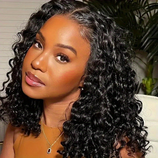 13x4 Water Wave Frontal 14 Inch Curly Bob Wig Wet and Wavy For Women