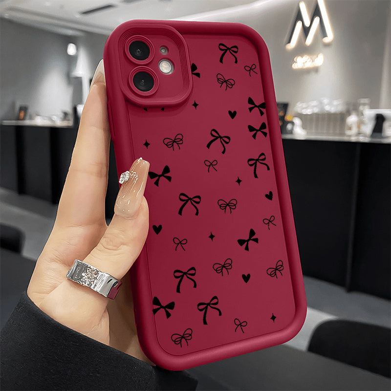 [Shockproof iPhone Case] iPhone Case | Heart Star Bowknot Pattern Shockproof Silicone TPU Bumper Drop Protection Cellphone Cover for 16 Pro Max 15 Plus 14 13 12 11 XR XS, Gift for Girls and Women
