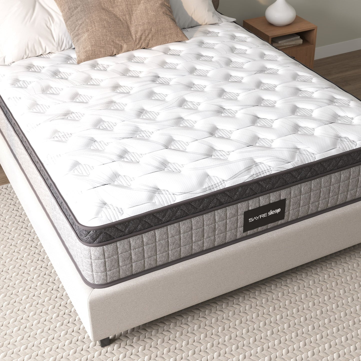 Assembled in USA - Premium High Quality Diamond Innerspring Hybrid and Cooling Gel Memory Foam Mattress and Motion Isolation