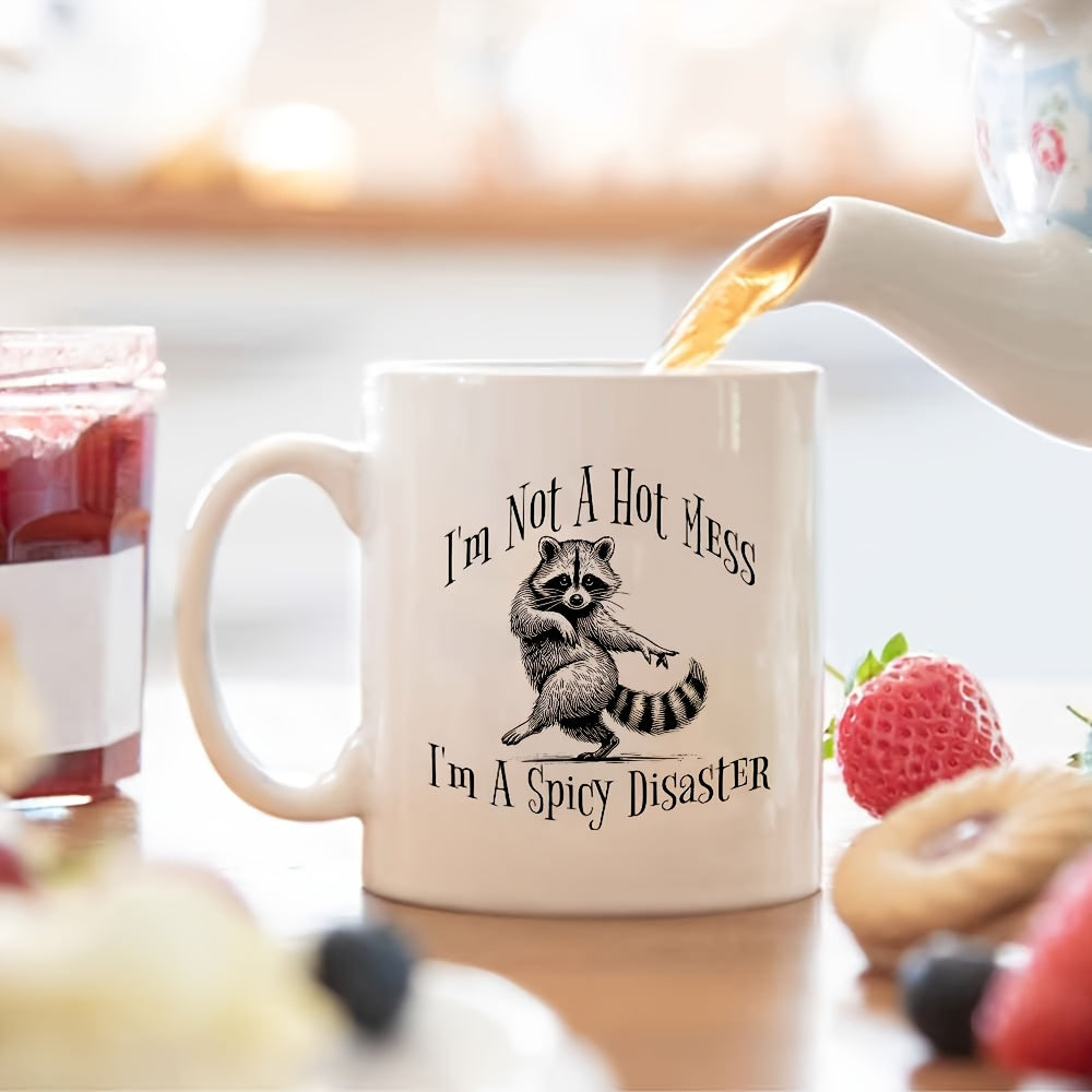 1pc 11 Ounce Ceramic Coffee Cup, Raccoon illustration with humorous text, Dishwasher Safe, Ceramic, Grandparents, Dad, The Best Mother's Day Gift for Mom, Birthday Gift
