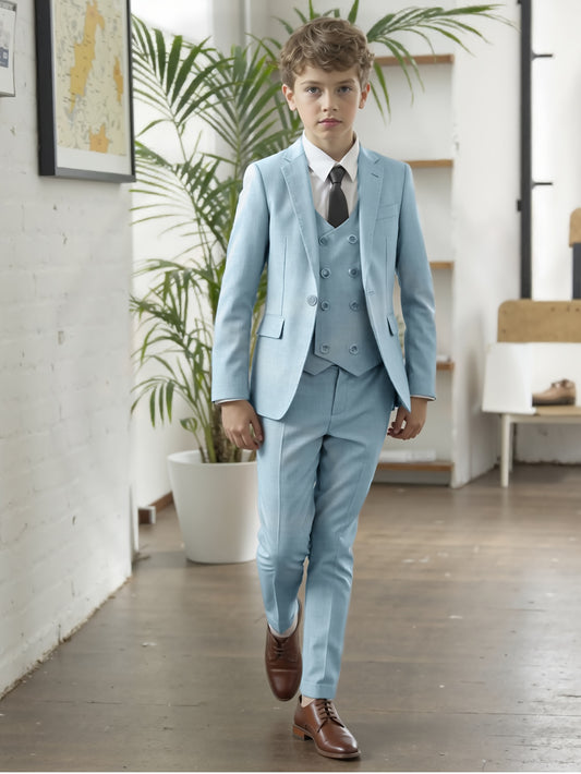 Boys' 3pcs Slim Fit Suit Set: Blazer, Vest & Dress Pants | Wedding & Graduation Formal Attire | Wrinkle-Resistant Sizes, Perfect for Outdoor, Formal Occasions, School Events, Weddings, Graduations, Parties, Special Occasions,