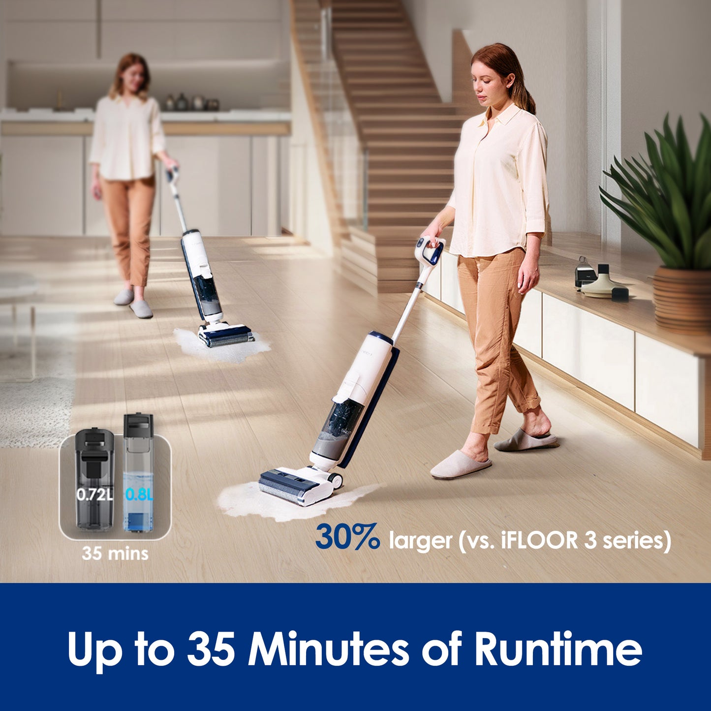 🎉Huge Sale🎉: Tineco iFLOOR 5 Breeze Complete Wet Dry Vacuum, One-Step Cleaning for Hard Floors, Edge Clean, Auto Self-Cleaning, Lightweight & Cordless Design, Blue