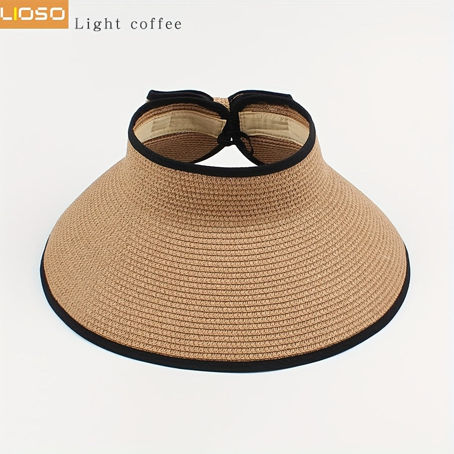 3pcs Women'S Beach Fashion Set, Sun Hat, Beach Hat, Beach Bag, Handbag, Earrings, Ear Jewelry, Women's, Suitable For Outdoor Beach Travel Scenarios.