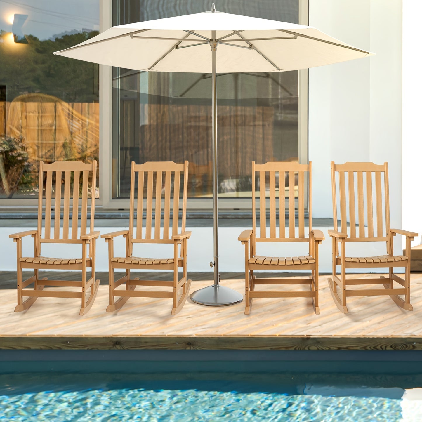 Patio Rocking Chair Set of 2 or Set of 4, Oversized Rocker Chair for Adult, All Weather Rocking Chair Outdoor, High Back Porch Rocker, Rocking Chairs for Garden, Backyard