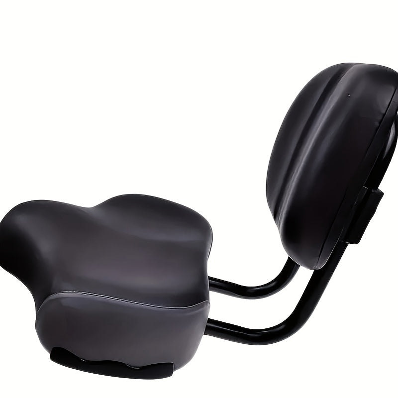 Universal Comfort Wide Bike Saddle - Black Synthetic Leather, Soft Sponge Cushion, Ideal for Festive Rides