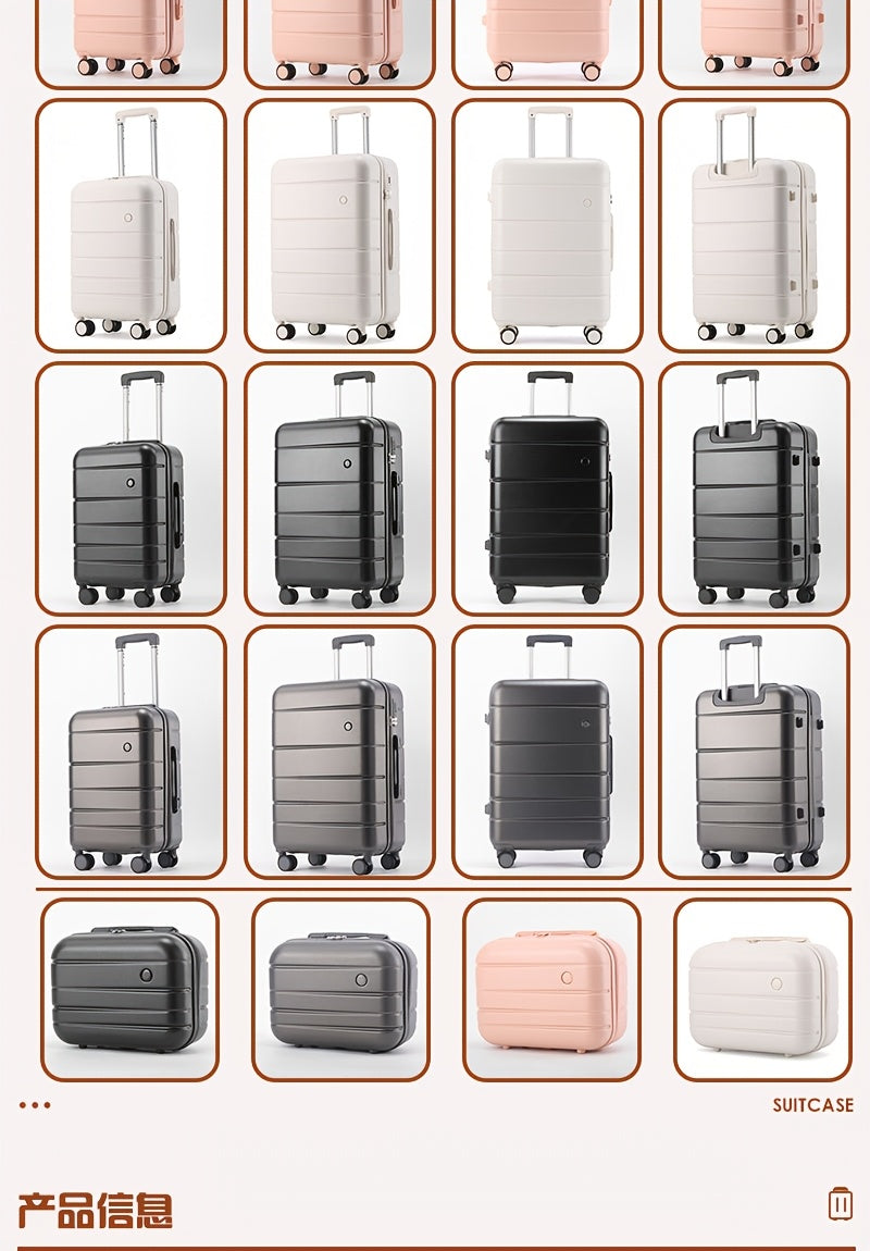 [Lightweight Durable Luggage Set] 4pcs Lightweight Durable Hardshell Luggage Set - ABS+PC Suitcases with Spinner Wheels, Telescoping Handle, Zip Closure, Combination Lock - 14"+20"+24"+28" Travel Companion