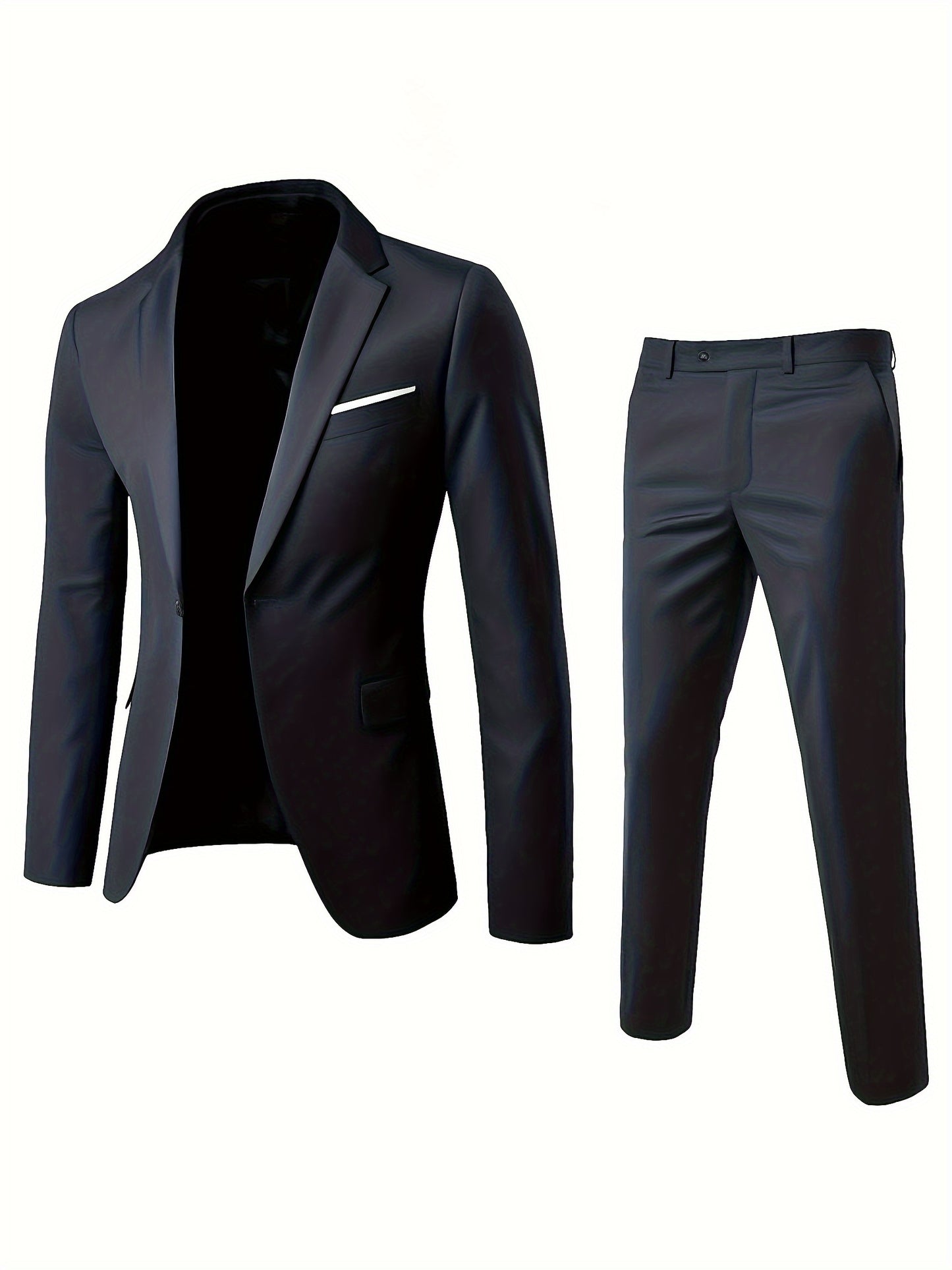 Men'S Formal Suit Two-Piece Set, Single Button Blazer and Pants, Suitable for Interviews, Business Professional Occasions, and Daily Casual Parties