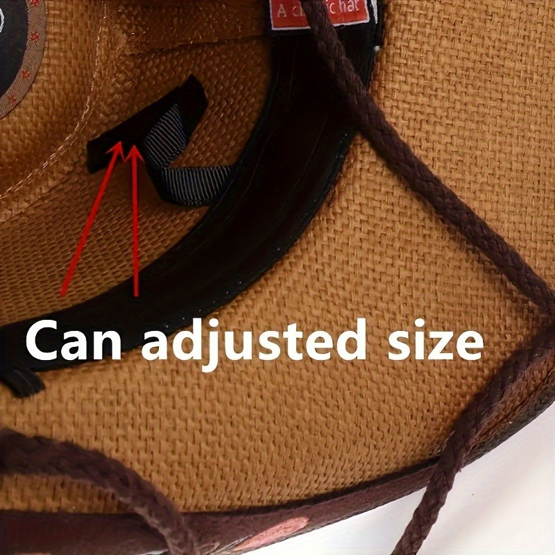 Trendy Choice Women's Western Cowboy Hat - Embroidered Natural Straw Hat with Drawstring Closure, Non-Stretching Fit & Hand Washable - All-Season Outdoor & May Day Celebration Hat