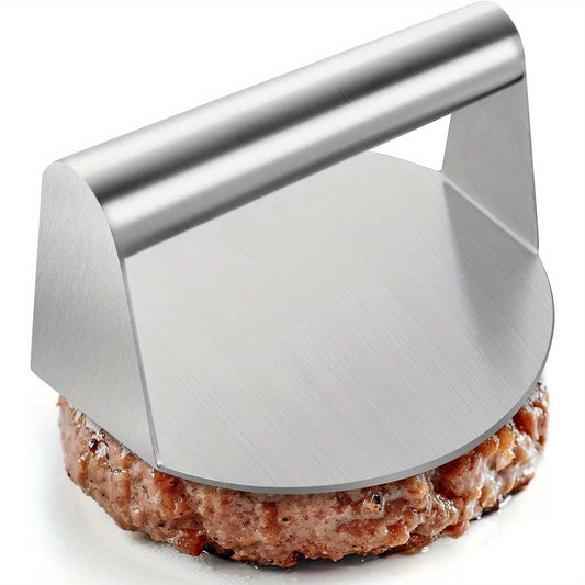 Stainless Steel Burger Press, 5.5Inch Round Hamburger Press with Smooth Edges - Non-Stick Cast Iron BBQ Press for Smashburger, Meat, Ground Beef, Sausage, Bacon - Durable Kitchenware for Family Party & Picnic