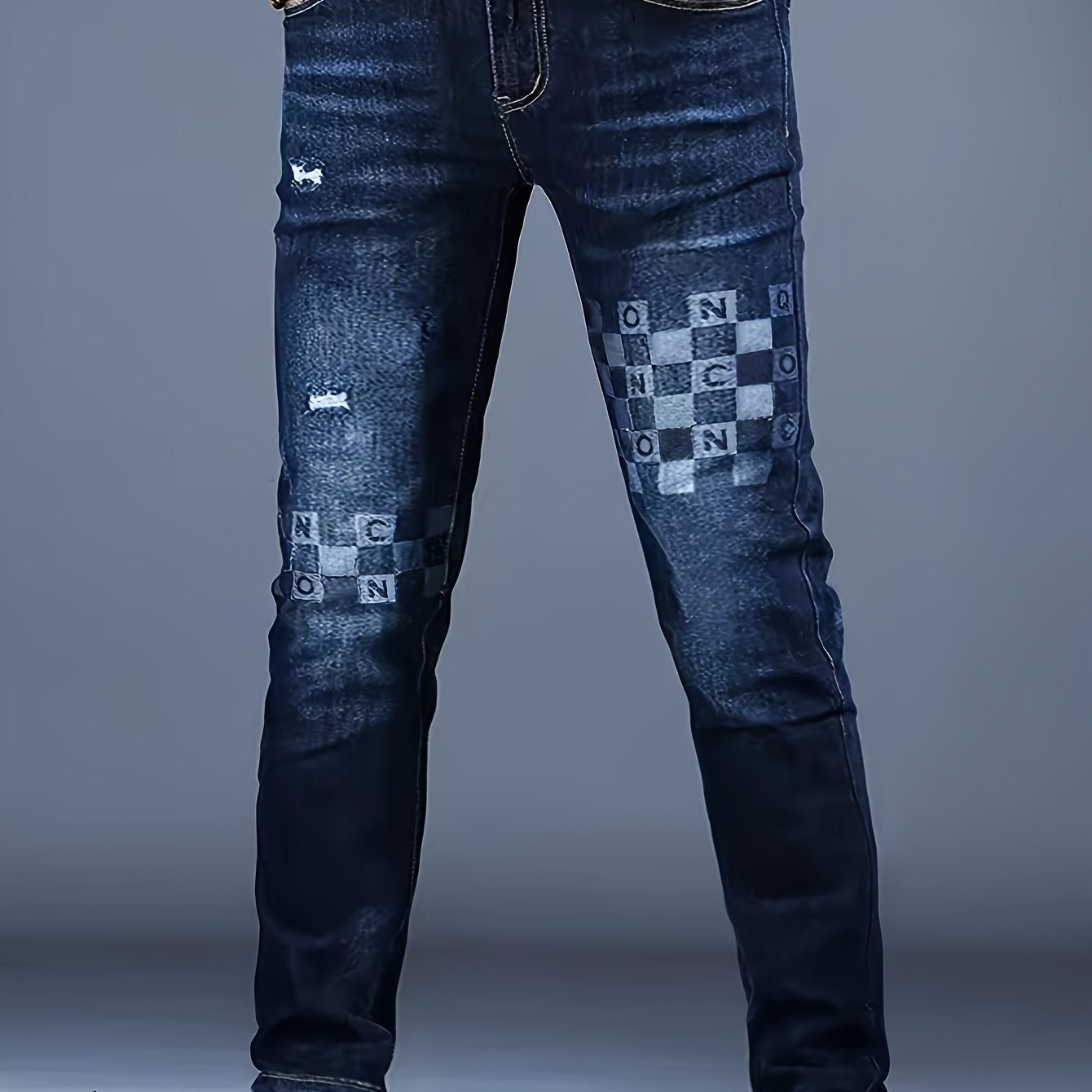 Men's Slim Fit Jeans - Stretch Skinny Leg Jeans, Dark Blue Non-See-Through Denim Pants for Everyday & Formal Wear, Machine Washable All-Season Men's Trousers