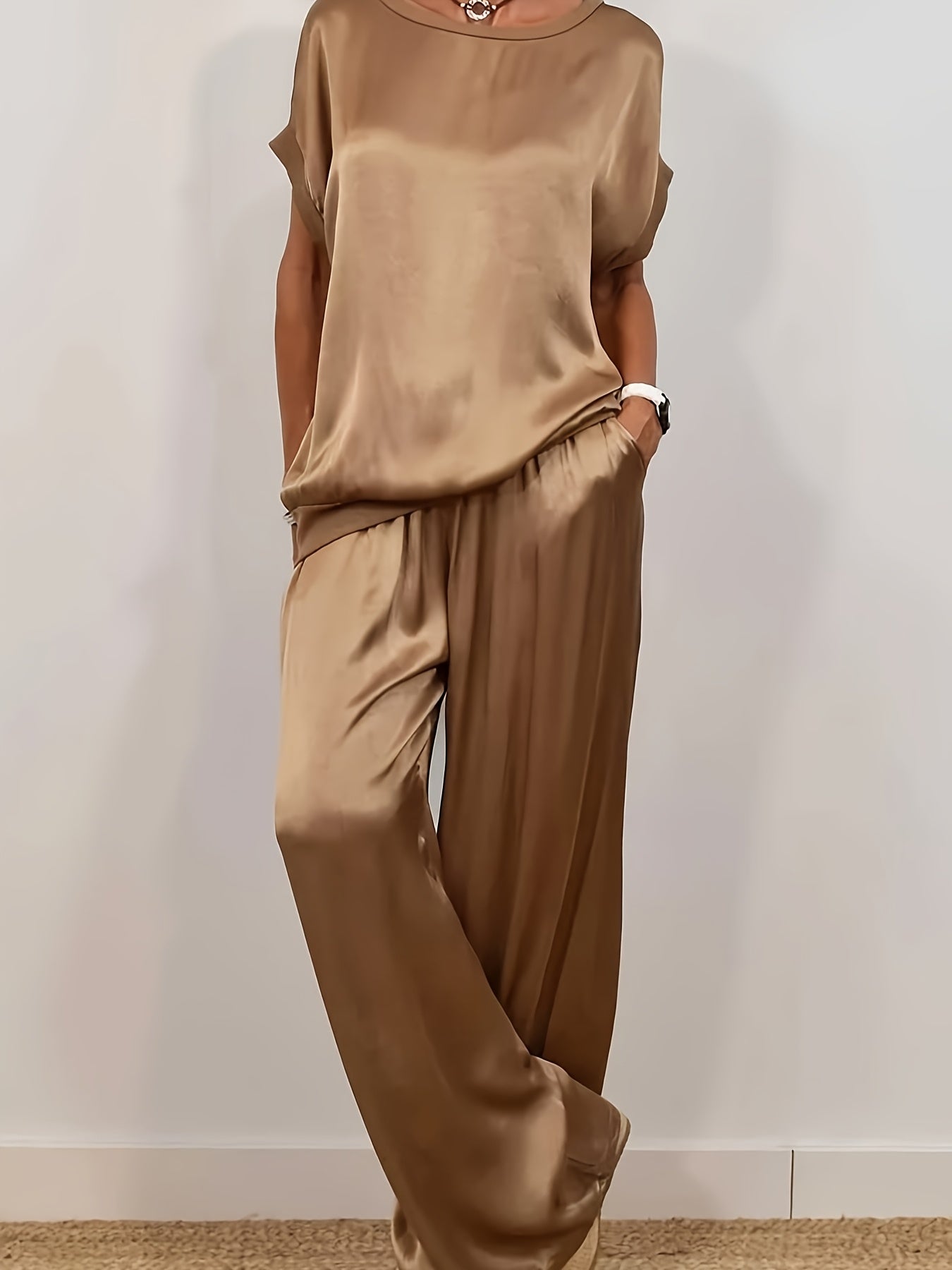 [Trendy Casual Set] Trendy Casual Set: Spring/Summer Loose Shirt & Wide Leg Pants