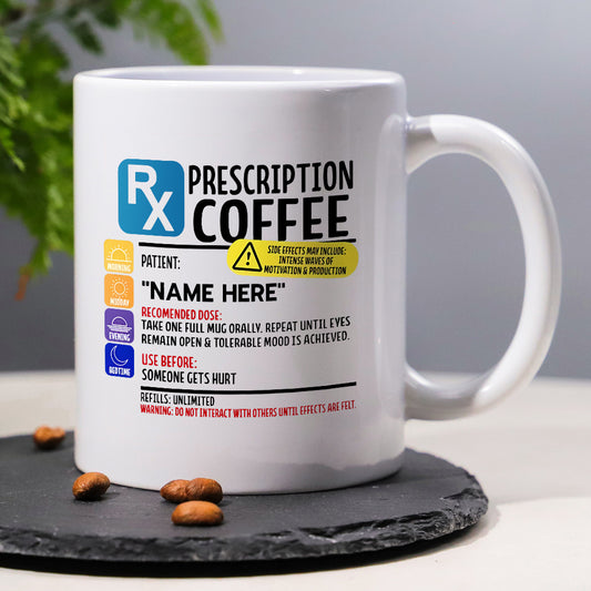 1pc, 3A Grade,Funny prescription coffee cups,11oz ceramic coffee cups,great happy new year/birthday/holiday day gift for doctors,nurses,pharmacists,psychiatrists
