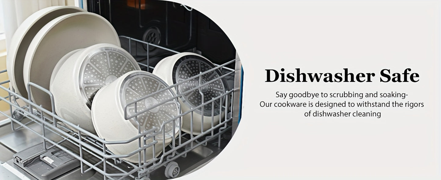 15 Pcs Pots and Pans Set, Non Stick Kitchen Cookware Set, Detachable Handle Nonstick Induction Cookware Cooking Sets with Removable Handle, Cookware Set, White