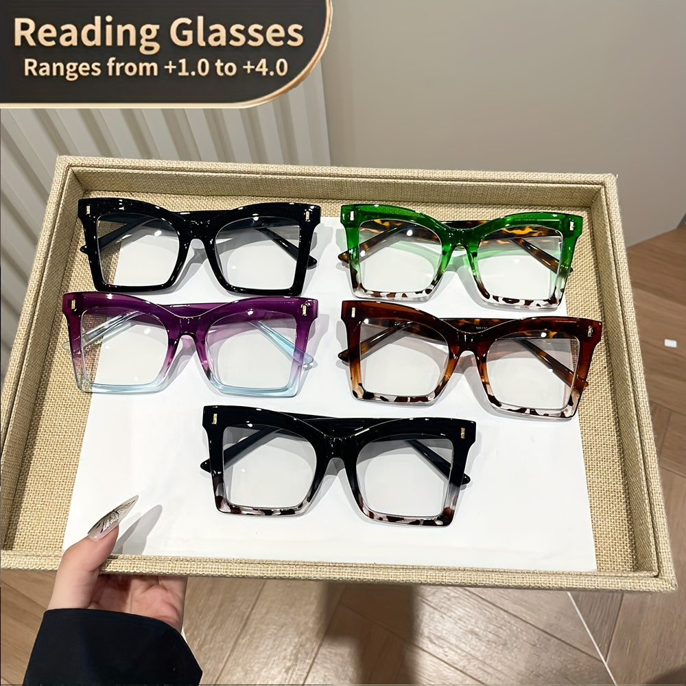 2 pairs of Women's reading glasses with beautiful color matching and sturdy metal hinges, suitable for computers, reading books, daily life, the best gift for elders