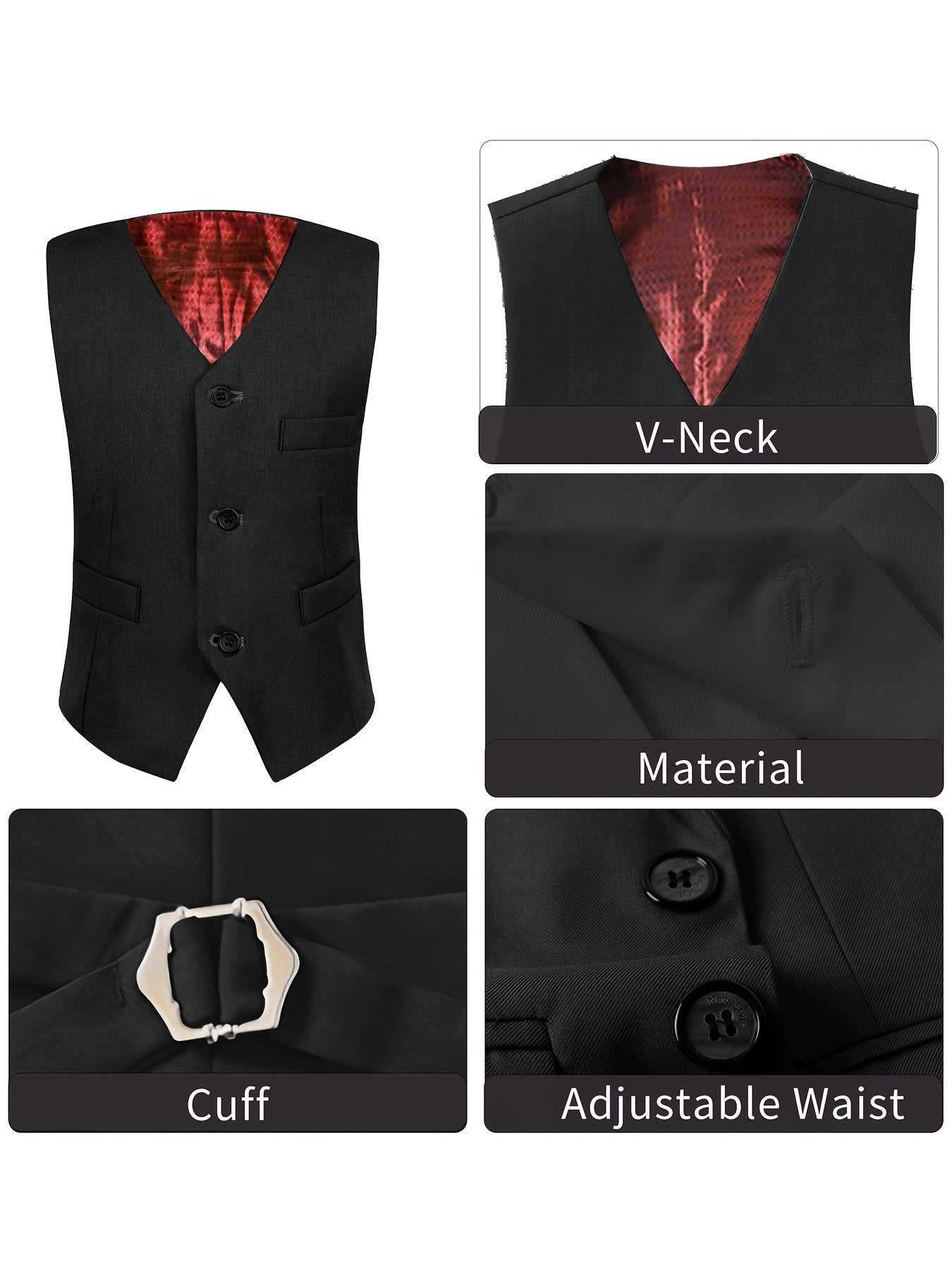 Lycody Boys Suits 4pcs Black Blazer Vest Pants With Random Tie Suit Set For Boy Slim Fit Kids Formal Wedding Dress 5-16Y