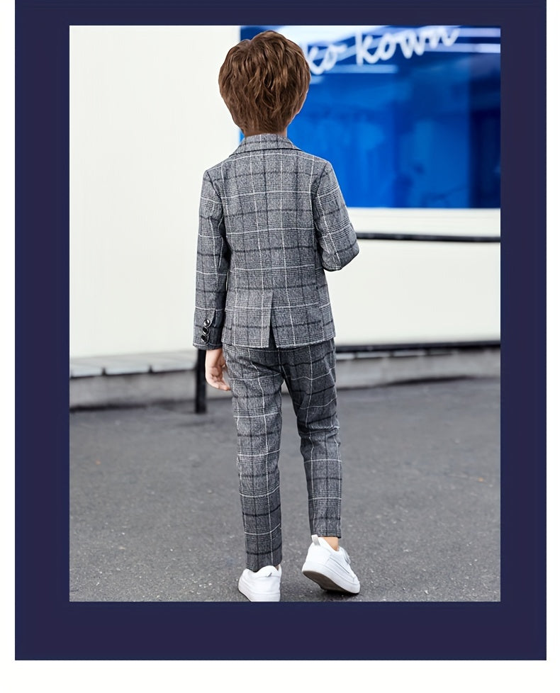 [Cool Boy Two-Piece Suit] New Style Cool Boy Two-Piece Suit Set | Children's Wedding Performance Outfit for Spring and Autumn Season