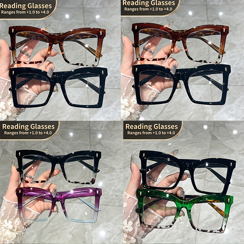 2 pairs of Women's reading glasses with beautiful color matching and sturdy metal hinges, suitable for computers, reading books, daily life, the best gift for elders