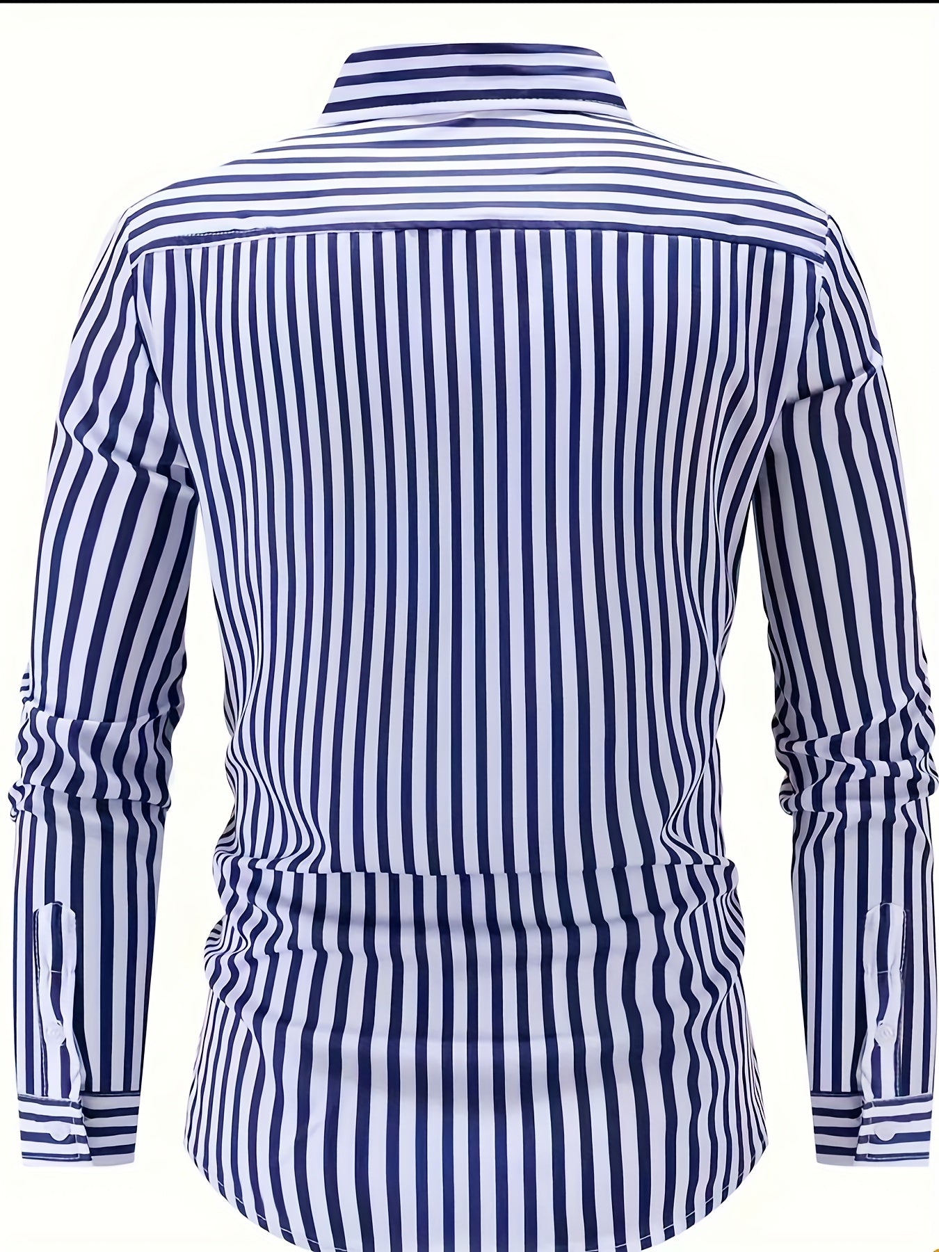Men'S Long Sleeve Dress Shirt - Classic Button-Up Formal & Everyday Shirt, Easy-Care Button Front Placket, Office, Wedding, Party Attire - Autumn/Winter Clothing for Men, Office Attire, Striped Pattern, Comfortable Fit, Versa