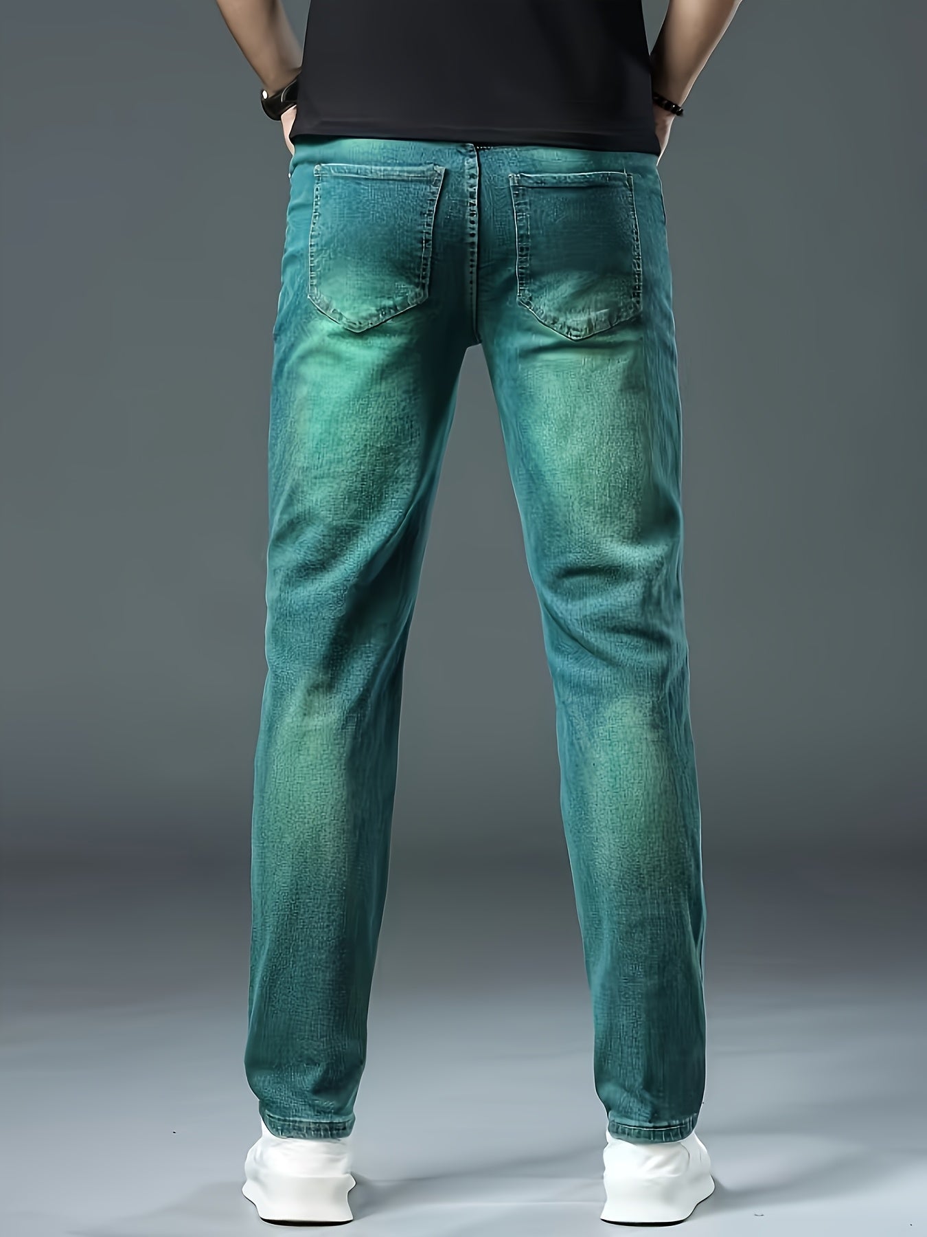Men'S Jeans, Elastic Simple Jeans, Slim And Green Men'S Clothing, Multi-craft Men'S Pants, Suitable For All Seasons