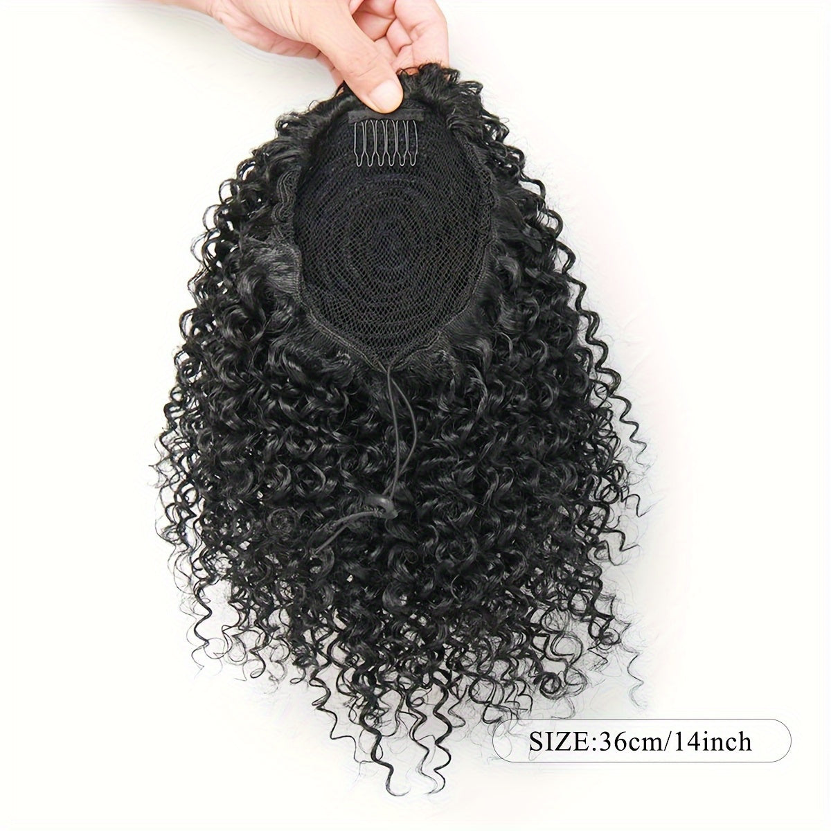 14 Inch Black Curly Ponytail Extension | Synthetic Curly Wave Ponytail with 2 Clips & Drawstring, Elegant Volume-Enhanced Hairpiece for Weddings, Parties, Photoshoots - Naturallooking Waves, Secure Attachment