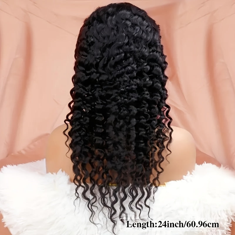 200 Density 360 Full Lace Front Human Hair Wig - 20/22/24 Inch Water Wave Curly Wig with Natural Look for Valentine's Day & Spring Festival, Unisex Design for All Ethnicities, Versatile Hair Wig | Side Part Wig | Wig Accessor