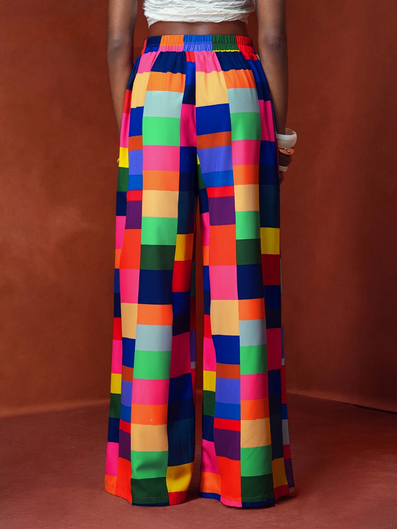 Women'S Vibrant Floral Print Wide-Leg Pants - High-Waisted, Loose Fit, Lightweight & Breathable for Spring/Summer Vacation Style, Casual Beachwear, Vacation Clothing | Vibrant Print Pants | Lightweight Fabric, Elegant Pants F