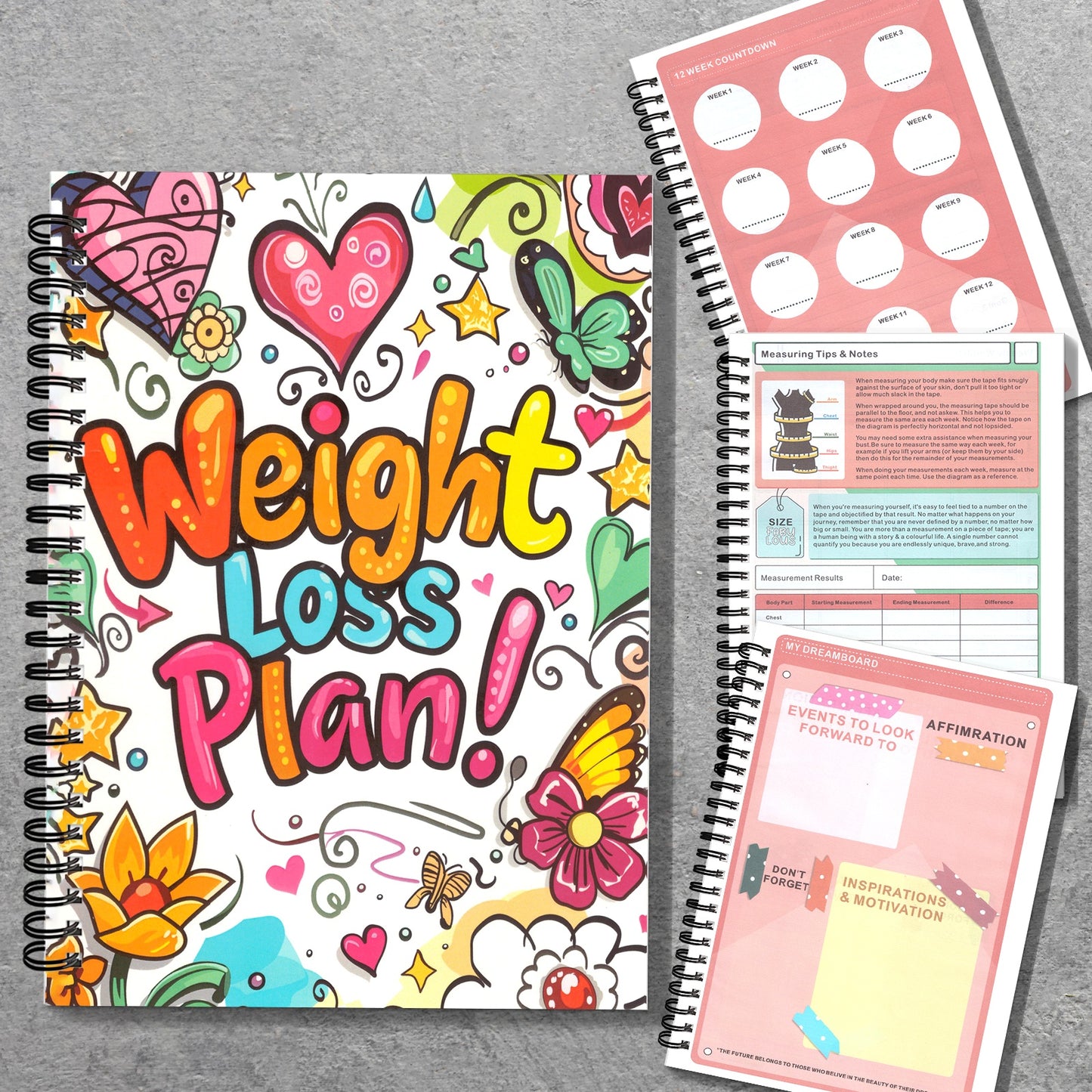 1pc Food and Fitness Journal for Women Weight Loss Tracker Planner Workout Dairy Wellness Log Notebook with Calorie Counter Diet Meals Health Gift for Women Mom Wife