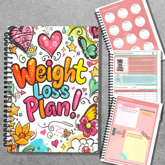 1pc Food and Fitness Journal for Women Weight Loss Tracker Planner Workout Dairy Wellness Log Notebook with Calorie Counter Diet Meals Health Gift for Women Mom Wife