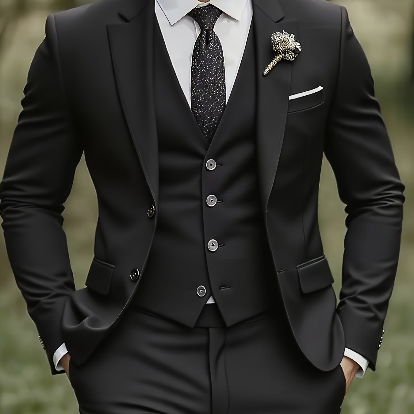 [Plus Size 3-Piece Suit] Premium Plus Size Men's Three-Piece Suit Set | Formal Wear, Wedding Attire, Business Casual, Holiday Gift