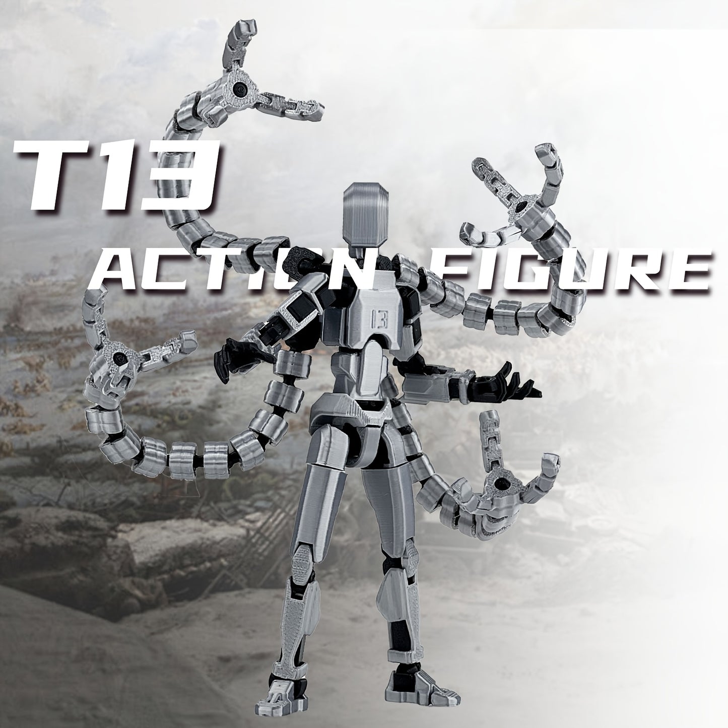 (Assembly Completed) T13 3D Printed Action Figure, Robot 13 Collectible Action Figure Articulated, for Collectors Desktop Decoration