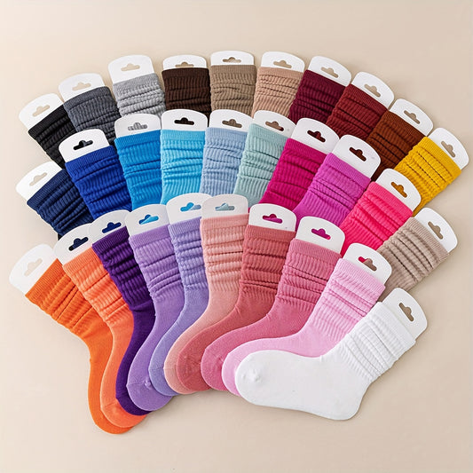 10 Pairs of Kids' Casual Solid Color Socks for Girls - Cute Pink Princess Style Candy-Colored Socks, All-Season Children's Socks in Any Color, Cute Socks, Comfortable Sock Design