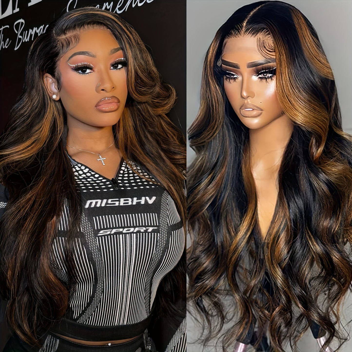 New Year'S Promotion 13x6 Highlight Lace Front Wig Human Hair Body Wave 180 Density HD Lace Front Wigs Human Hair Pre Plucked FB/30 Ombre Glueless Wigs 13x6 Lace Frontal Balayage Wigs Human Hair For Women