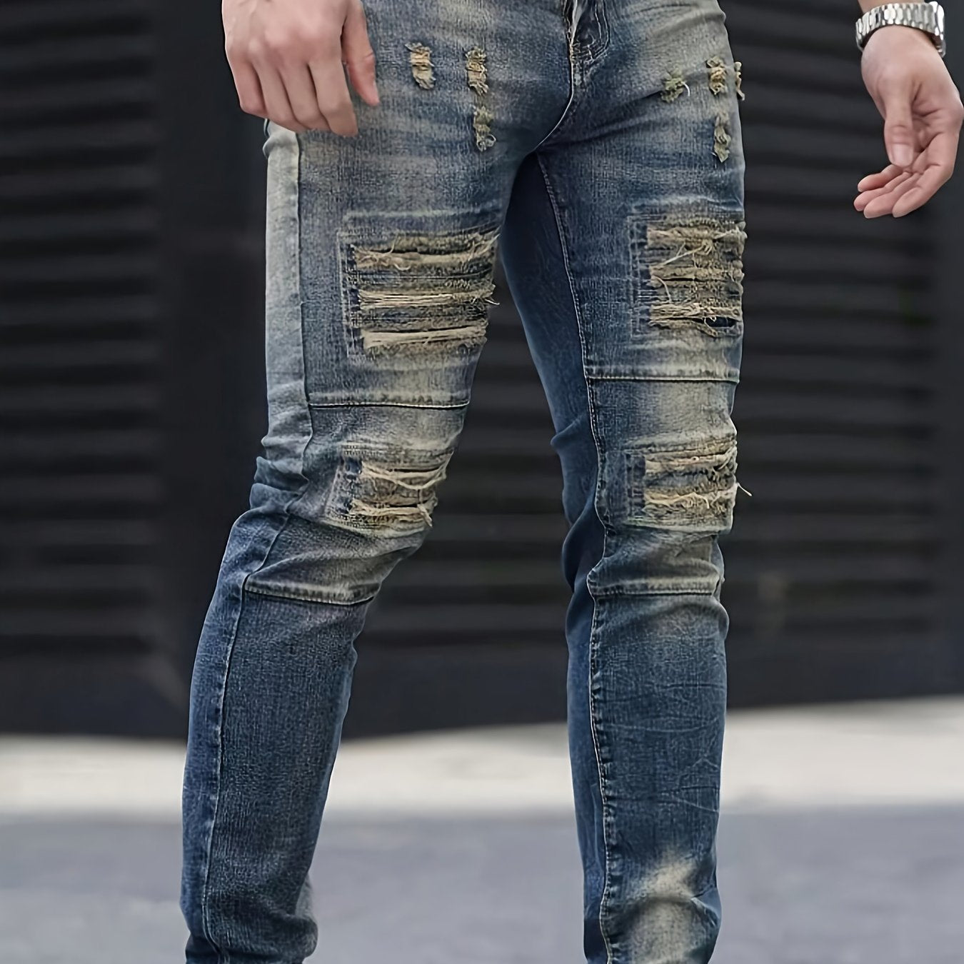 HME, Men's Slim-fit Stylish Ripped Jeans