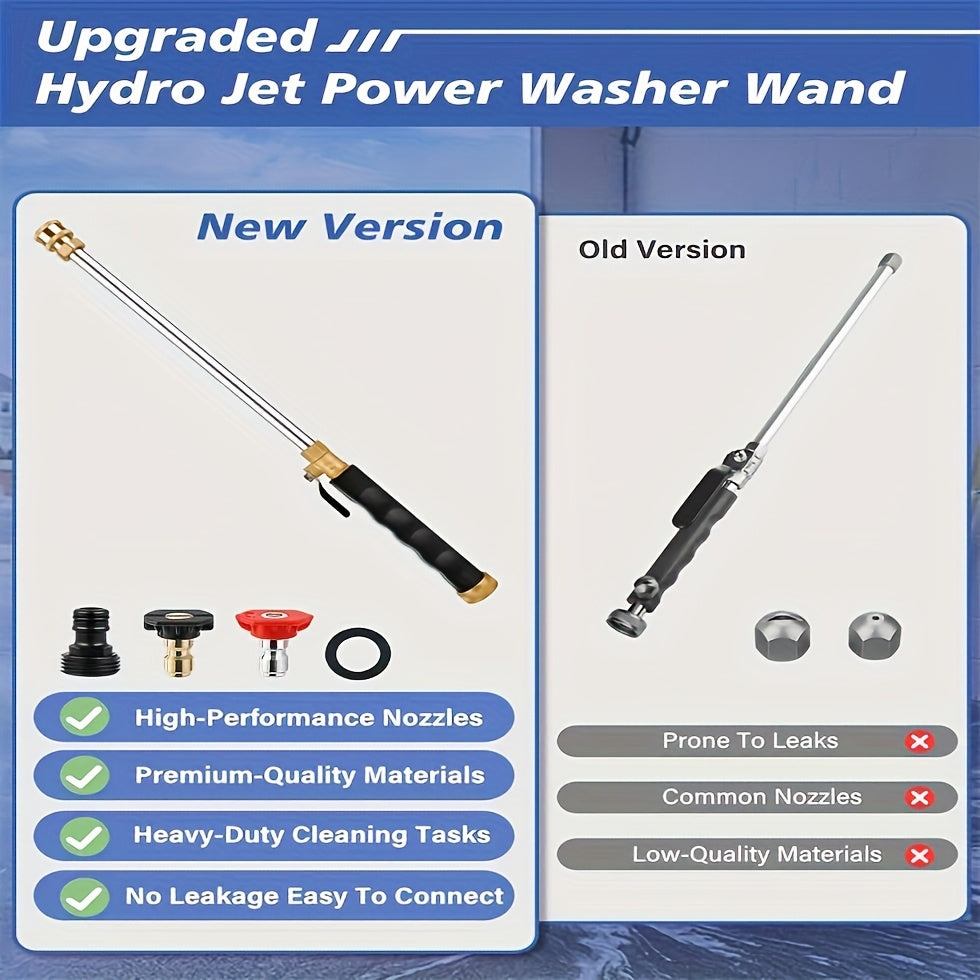 Heavy Duty Multifunctional 1pc High Pressure Cleaning Rod with 2 Hose Nozzles - Efficient Car And Yard Cleaning - Durable Aluminum Alloy Material, Multi-Functional Watering Tool, Compatible Most Hydro Jets, Garden Watering