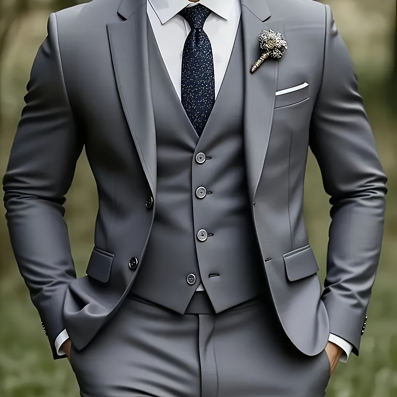 [Plus Size 3-Piece Suit] Premium Plus Size Men's Three-Piece Suit Set | Formal Wear, Wedding Attire, Business Casual, Holiday Gift