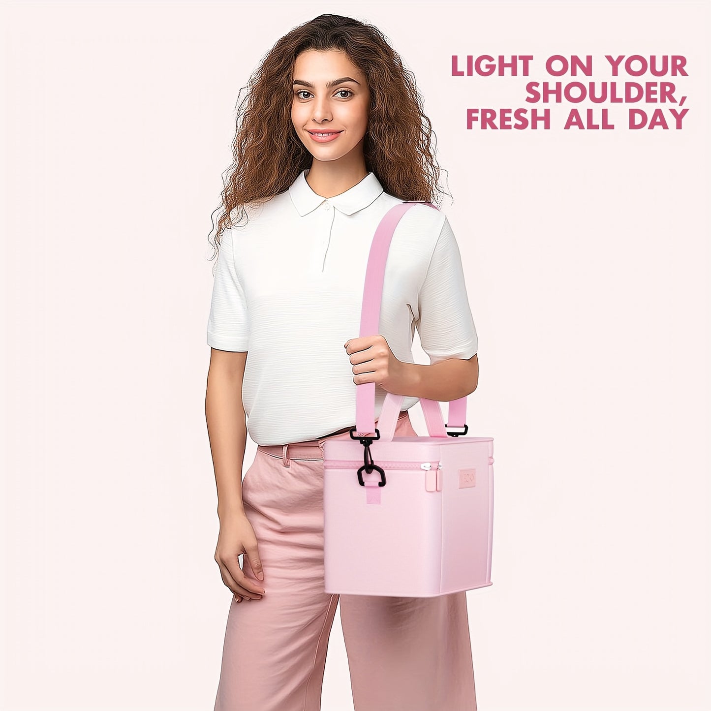 [Stylish, MEOKY Lunch Bag] Stylish, Durable Polyester, MEOKY Large Capacity Insulated Lunch Bag - Pink, Keeps Food Fresh, Hand Washable, Rectangular Design for Easy Portion Control, Perfect for Picnics, Office, or School, Lun