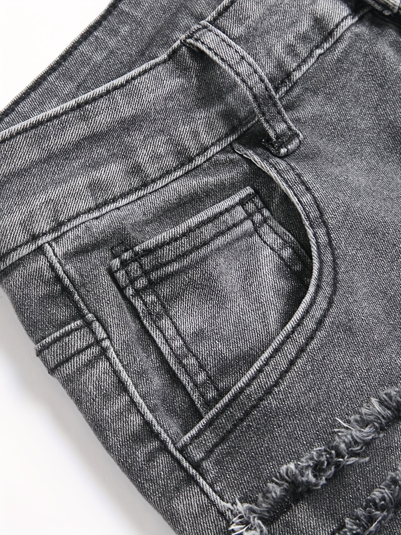 Men's Slim Fit Stretch Denim Jeans - Medium Stretch Comfort, Multiple Pockets & Distressed Details with Accents, Machine Washable Casual Pants for All-Season Wear, Versatile Clothing, Modern Style, Comfortable Material, Urban
