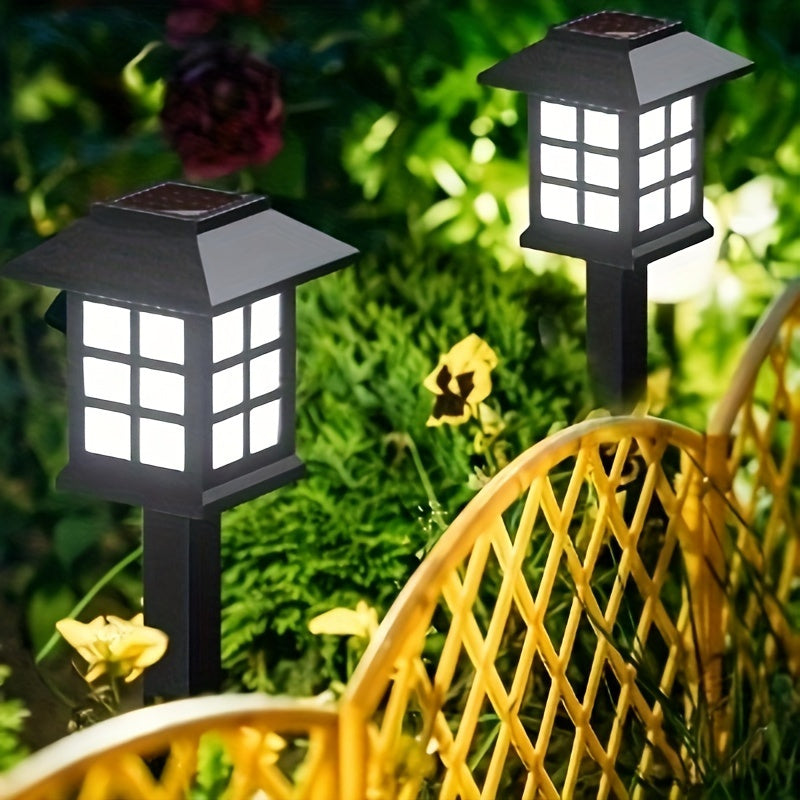 24pcs/12pcs/6pcs Outdoor Warm Light Solar-Charged Landscape Garden Lights, Suitable for Paths, Courtyards & Decks