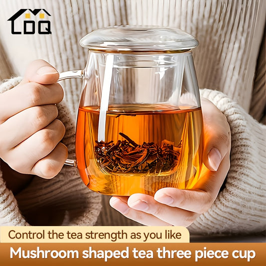LDQ 1pc Infusion Mugs Glass Tea Cup with Infuser and Lid, High Borosilicate Glass Tea Cup for Loose Leaf Tea, Blooming Tea, Tea Bag Perfect for Christmas, Halloween, Thanksgiving, Tea Mug, Lidded Tea Mug, Stylish Infuser Mug,