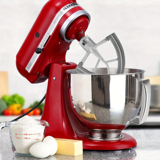 2-Pack, Stainless Steel Bowl & Flex Edge Beater For 4.5-5 Quart, Mixer Attachement Compatible With, Mixer Accessory, Fits Tilt-Head Stand Mixer Bowls For 4.5-5 Quart Bowls, Beater With Silicone Edges, Mixing Bowl With Handle.