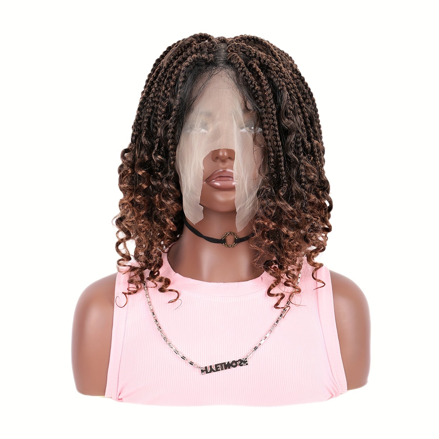 16 Inch 13x6'' HD Lace Short Braided Wigs for Women Bob Knotless Boho Braided Wigs Hair Premium Synthetic Braided Lace Front Wig, Lace Front Wig Synthetic, Pre Plucked Lace Front Wig, Wig Braids, Wig, Lace Front Wig, Protecti