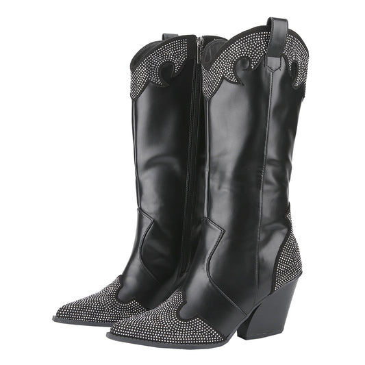 Women's Everyday Western Cowgirl Heel Booties - Breathable Perforated Design & Pull-On Western Style & Stacked Wooden Heel for Country Concerts/Rodeo Essential/Casual Adventures