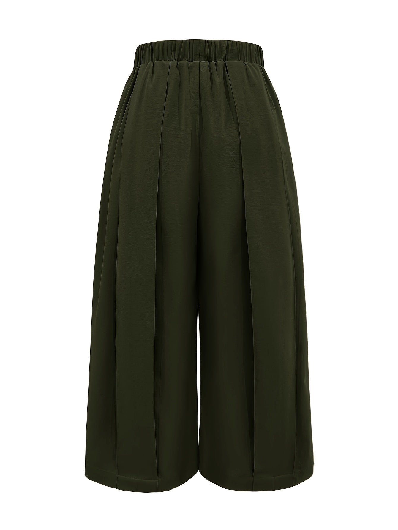 Women's Casual Loose-Fit Solid Color Wide-Leg Pants with Pockets - All-Season Machine Washable Trousers for Casual Attire, Office & Social Events, Versatile Event Attire, Smooth Texture Fabric