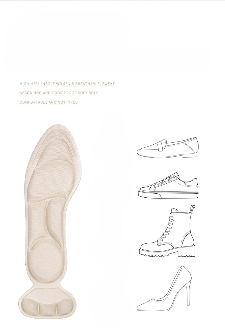 [Memory Foam Insoles] 4pcs Memory Foam Insoles | Breathable, Non-Slip, Ergonomic Design for All-Day Comfort, Comfort Footwear | Ergonomic Insoles | Memory Foam Insoles for High Heels, Flat Shoes & Boots - Black & Beige